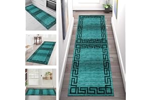 ‎SGLGSTORE Teppich Läufer Flur rutschfest waschbar Teppichläufer Lang 60X80CM Türkis Kücheteppich Küchenläufer Meterware Korridor Tepiche Esszimmer Schlafzimmer Wohnzimmer Schmutzfangmatte Breit 40-120cm
