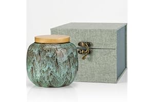 HCLRW Petite urne pour cendres humaines - Mini urne commémorative en céramique - Peut contenir 25,4 cm cube de cendres - Petit souvenir de cendres - Avec boîte exquise - Pour honorer votre bien-aimé (vert)