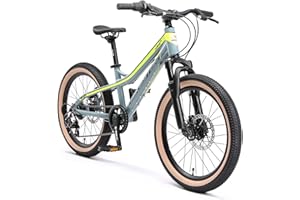 BIKESTAR MTB Mountain Bike Alluminio per Bambini 6-9 Anni | Bicicletta 20 Pollici 7 velocità Shimano, Hardtail, Freni a Disco, sospensioni