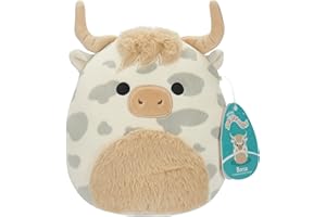 Squishmallows Original 7.5-Inch Borsa the Grey Spotted Highland Cow Small-Sized Ultrasoft Plush