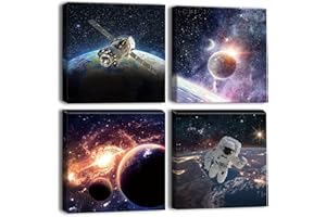 Artscope Stampe e Quadri su Tela 4 pz. Universo del Pianeta Immagine Fotografia Murale Tela Wall Art Bel Regalo per Home Decor Ristorante Cucina Regalo di Anniversario Compleanno 30x30CM