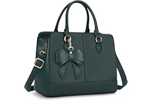 RAINSMORE Borsa a Mano Donna Media Pelle PU Borsa Lavoro Donna Borsetta a Spalla Borse Tracolla Ufficio Shopping Bag Tote Firmata 13 Pollici Verde Scuro