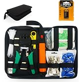Professional RJ45 Network Tool Kit (11 Pieces) | CAT6 Ethernet Cable Crimper | LAN Network Tester with 9V Battery Included |