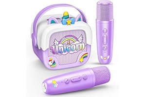 Dislocati Unicorno Karaoke per Bambini con 2 Microfono, Regalo Natale Bambina 3-12 Anni Giochi Bambina 3-12 Anni Unicorno Bambina Regalo - Regalo Perfetto per Feste, Canto e Gioco Divertente a Casa