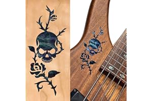 INLAYSTICKERS Inlay Sticker für Gitarren & Bass - Rose & Skull - Schwarze Perle