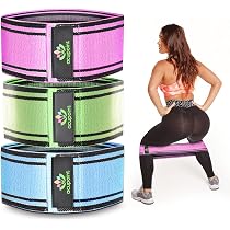 Set di 3 fasce elastiche in tessuto, per allenamento, fitness ...