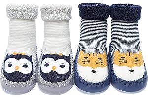 Adorel Chaussons Chaussettes Anti-dérapantes Bébé Lot de 2