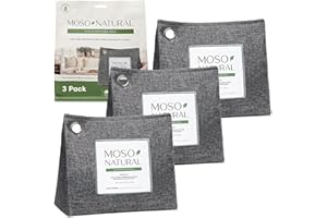 Moso Natural Air Purifying Bag 600g (3 Pack). A Scent Free Odour Eliminator for Kitchens, Bedrooms, Living Rooms, Pet Areas. Premium Moso Bamboo Charcoal Odour Absorber. Freestanding Design.