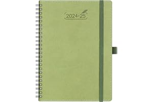‎BEZEND BEZEND 18-Monate Kalender 2024 2025 Terminplaner A5 Ringbuch PU-Leder Softcover [Kiwi] Wochenkalender 1 Woche 2 Seiten Juli 24-Dez 25| Buchkalender mit Stifthalter