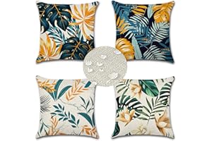 4 Federe per Cuscino esterno,Morwealth Federe Cuscini Divano 45x45 Copricuscini Impermeabili Cuscini con piante tropicali Divano Sedia Cuscini per Camera da Letto Soggirno Balcone