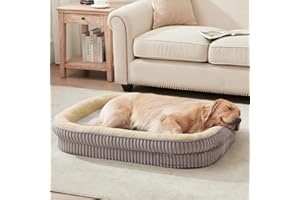 DEBANG HOME Lit orthopédique pour chiens de grande taille, canapés pour chiens en mousse haute densité, lit pour animaux avec coussin sur les quatre côtés, housse amovible et lavable et fond antidérapant