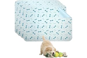 Geyecete Waschbare Welpenunterlagen(4 Stück), Saugfähig Puppy Pads hundeunterlagen, Hygieneunterlagen trainingsunterlagen für hunde Wiederverwendbare mit rutschfester Boden-Blau-S