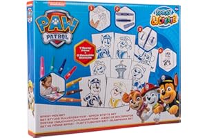 PAW PATROL - Zestaw pisaków w sprayu - kredki dla dzieci - zestaw do malowania z kolorowymi kredkami i szablonami do malowania (PW22364)