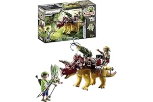 PLAYMOBIL Dino Rise 71262 Triceratops, La Armadura del Dinosaurio es acoplable, cañón móvil con garfio, Juguete para niños a Partir de 5 años