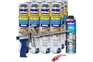 BRICOLEMAR Pack Pistola Caliber 30 + 12 Botes Espuma Orbafoam 750ml + Limpiador 500ml + Llavero/Abrebotellas de Regalo (Pistola + 12 Botes Espuma + Limpiador + Llavero de Regalo)