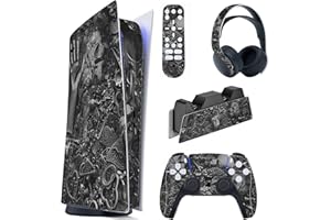 PlayVital Skin Decal Stickers Kompatibel mit ps5 Konsole Digital Edition, Aufkleber Schutzfolie Vinyl-Skin Stickers für ps5 Konsole,Controller,Ladestation,Headset,Medienfernbedienung-Cyborg Wreck