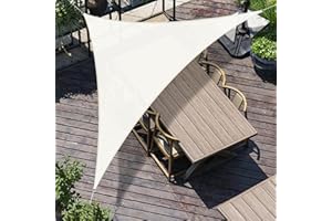 SUNNY GUARD Vela ombreggiante 3x3x4.25m HDPE Tenda a Vela Triangolare, Tenda da sole per esterno Traspirante Protezione Raggi UV per Giardino Esterno terrazza, Crema