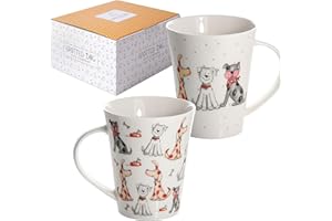 SPOTTED DOG GIFT COMPANY 2 szt. filiżanek ceramicznych, kubek do kawy/herbaty - pomysł na prezent dla mężczyzn, kobiet i przyjaciół, urocze psy