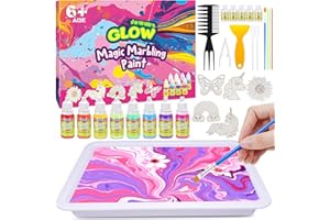 Hapikids Bastelset Kinder ab 6 7 8 9 Jahre, Wassermarmorierungsfarbe für Kinder Basteln Mädchen 7 8 9 10 Jahre Bastelset ab 5 6 7 8 9 10 Geschenk Mädchen 6-12 Kreatives Basteln