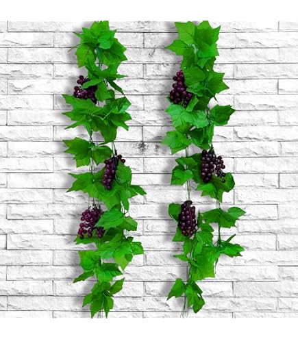 Lot De 12 Guirlandes De Vigne Artificielle + 3 Grappes De Raisin - Décoration Mariage, Magasin, Intérieur/extérieur (26 Mètres)