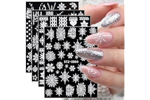 ‎JMEOWIO 4 Blatt 3D Nagelsticker Weihnachten Nagelaufkleber Christmas 5D Stereoskopisch Selbstklebend Schneeflocke Schneemann Nail Art Sticker Dekoration Nageldesign Zubehör