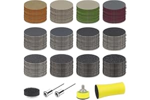 ERZEKRIM 180 Piezas Papel de Lija 25 mm Disco de Lija Redonda Grano 60/80/100/150/240/400/800/1200/2000/3000/5000/10000 Lijas para Madera y Metal