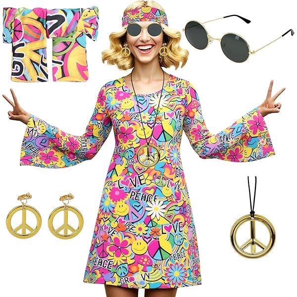 Accessoires de Vêtements Disco Homme Hippie pour Hommes Années 60 70