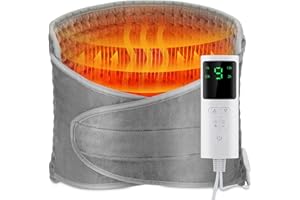 AFDEAL Coussin Chauffant électrique pour Le Dos, Coussin Chauffant Lombaire pour Le Dos, La Taille, Le Ventre, Chauffage Rapide, 9 Réglages de Température, Protection Contre La Surchauffe, Lavable, Gris