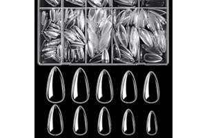 ‎BTARTBOX BTArtbox 500 Pieces Almond Tips for Nails Medium Full Cover Almond Nail Tips for Gel Nails Clear Acrylic Nail Tips Artificial Fingernails for Nail Salons and DIY Nail Art, 10 Sizes