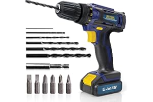 Skotek Cordless Drill Driver 18V Lithium-Ion, 13Pc Electric Screwdriver Set, LED Work Light, Electric Drill Quick Change Power Drill Battery and Charger Included