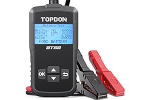 TOPDON Car Battery Tester 12V BT50, Automotive 100-2000 CCA Battery Load Tester, Cranking and Charging System, Auto Test Scan Tool, Digital Battery Alternator Analyzer (Upgraded Version of AB101)