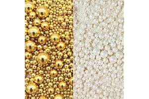 Lozadia 100g Edible Sprinkles Metalic Pearl Sprinkles Of Pearl Sugar Cake Sprinkles, Edible Cake Decorations, Sugar Balls for Cupcake Cakes Sprinkle On Birthday Wedding Party (White Gold)