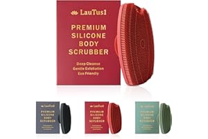 LauTus1 Premium Silicone Body Scrubber for All Skin Types – Exfoliating Shower Brush with Suction & Hook, Soft Silicone Loofah for Sensitive Skin, Men, Women, Babies (Dusty Pink)