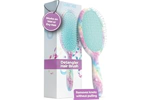 Framar Wet Hair Brush Detangler – Curly Hair Brush Women, Hairbrushes for Women, Set, Detangle, Hairbrush, Detangling Brush, Detangler - Blue Tie Dye