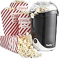 VonShef Popcorn Maker – 1200W Air Popcorn Machine with Hot Air Circulation, One Touch Operation, Movie Night Accessories, Healthy & Oil Free Snack Maker for Kids with 6 Boxes - Black