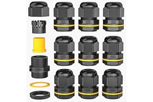 PEBA® Pressacavi Connettori Impermeabile IP68, 4-14mm Giunti Passacavi in Nylon Regolabili Connettori Pressacavi Elettrici M25/PG21 Passacavo con Controdado per Cavi Giardino(Nero)