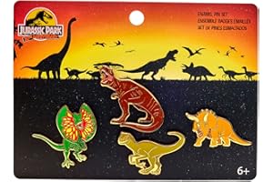 Loungefly - Juarassic Park Enamel Pin Set - Jurassic Park Spille Smaltate - Esclusiva Amazon - Spilla Da Collezione Carina - Per Gli Zaini & Borse - Idea Regalo - Merchandising Ufficiale