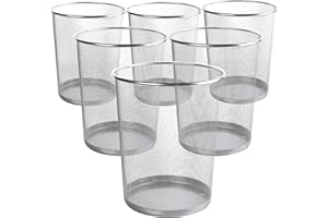 AYSUM 6 Pack Metal Mesh Waste Paper Bin 12 Litres Lightweight Mesh Wastebasket Waste Bin Black Metal Rubbish Bin for Bedroom, Office, Bathroom, Kitchen (6x Silver)
