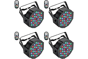 U`KING UKing 4PCS Foco Par LED, RGB 36 LED Luces de Escenario con Control Rmoto, Disco Efectos de Iluminación 7 Modos para Bodas Luces de Fiesta de Navidad