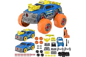 SHAWE 3-in-1 Take Apart Car Toys for Boys, 46 Pieces DIY Construction Truck Toy Racing Cars with Electric Drill Kids Building STEM Toys Educational Gifts for Age 3 4 5 6 7 8 Year Old Girls