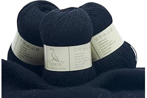 TEHETE Lana Gomitolo, 100% Lana Merino Filo Filati per Maglieria e Uncinetto (50g x 3 Pezzi), Perfetto per Il Fai da Te e Il Lavoro a Mano-nero