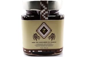 ZAYTI Miele di Carrubier del Marocco 300g- 100% Naturale, Raccolto nella Regione di Souss Massa Draa, un miele Raro e unico