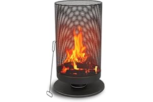 PHILIPS BBQ Collection Brasero Exterieur 72,5 x 44,5 cm - Incinerateur de Jardin sur Pied - avec Écran Anti-Étincelles - Rangement de Bois - Decoration Jardin et Terrasse Exterieur - Acier au Carbone