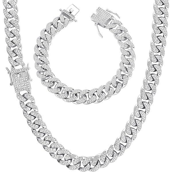 NOKDAL Collana Cubana Uomo Con Bracciale - Catena In Acciaio Inox 8 Mm, Stile Rapper E Hip Hop - Foto 6