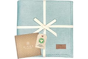 DIKOS® Babydecke Mint *100%* GOTS Bio Baumwolle | Neugeborenen Decke Kinderwagen mintgrün ganzjährig | Kuscheldecke Mädchen Junge Strickdecke | Baby Erstausstattung Babygeschenke Geschenk zur Geburt