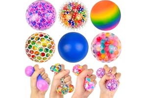 Pipihome Piłki antystresowe do ugniatania, 6 sztuk piłek do wyciskania z brokatem, kolorowe kulki do wyciskania do dekompresji, lęku ADHD, autyzmu, zabawka dla dzieci i dorosłych
