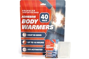 Bramble - Adhesive Body Warmers (40 Pack) - Ultra-Thin Stick-On Patches for Targeted Warmth - Air-Activated & Odour-Free - Up to 10 Hours of Heat