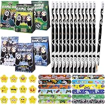 RNHDLY Videospiel Party Mitgebsel Set 48 Teile – Inkl. Bleistifte, Radiergummi, Papiertüten & Armbänder Für Gamer-Party