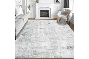 Guchuang Bedding Washable Rugs Living Room Area Rugs Grey Modern Abstract Rug Large Non Slip Carpet Short Pile Rug for Bedroom Dining Room Kitchen Soft Faux Wool Rugs 160x230cm