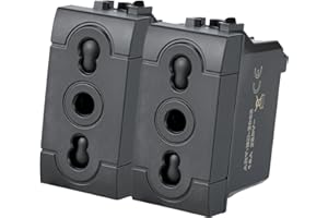 VOLTIX 2 PEZZI Presa Bipasso Bivalente 2P+T 10/16A Prese Elettriche da Muro Compatibile con Bticino Living Light e Living International Nero (2)